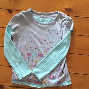 Long sleeve shirt big girl size 6 gray and blue